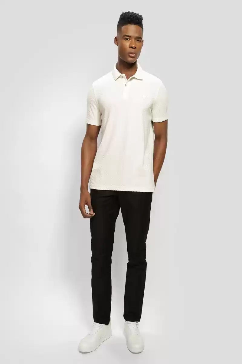Guess Erkek Beyaz Polo Yaka T-Shirt