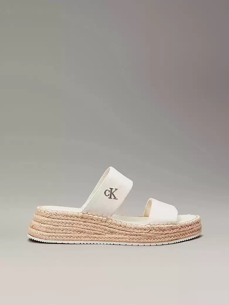 Calvin Klein Kadın Tuval Platform Espadril Sandalet