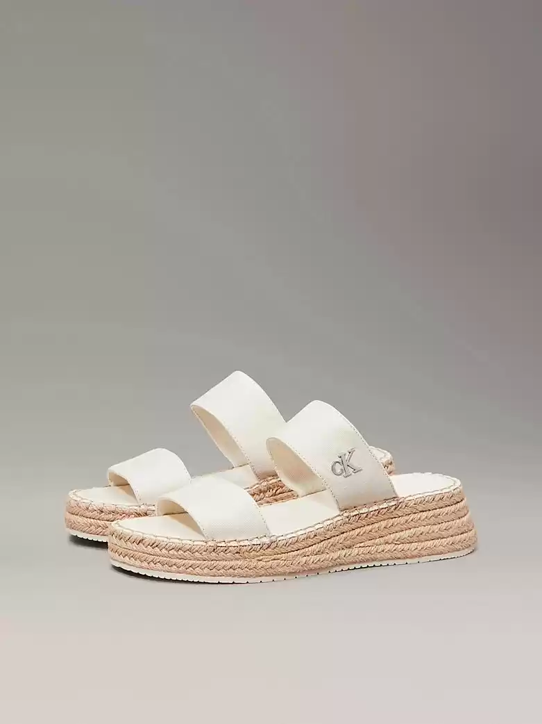 Calvin Klein Kadın Tuval Platform Espadril Sandalet