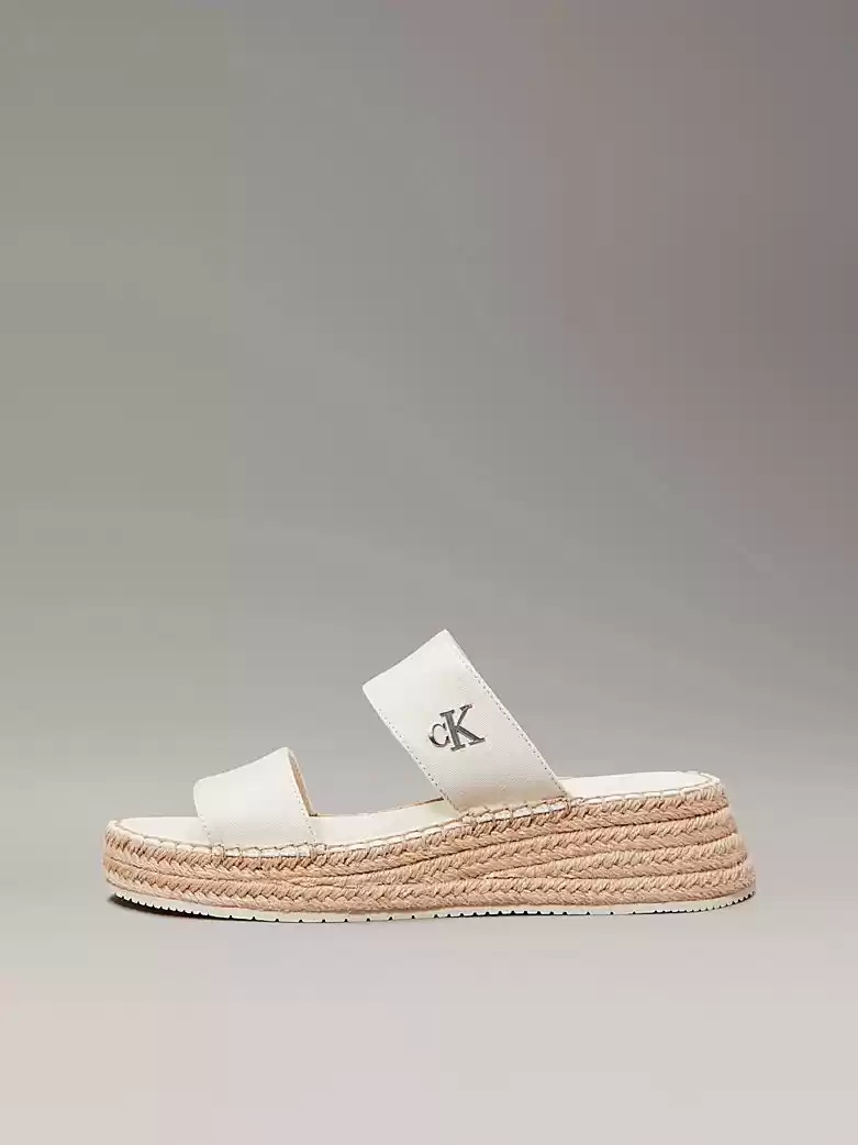 Calvin Klein Kadın Tuval Platform Espadril Sandalet