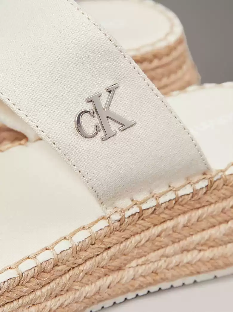 Calvin Klein Kadın Tuval Platform Espadril Sandalet