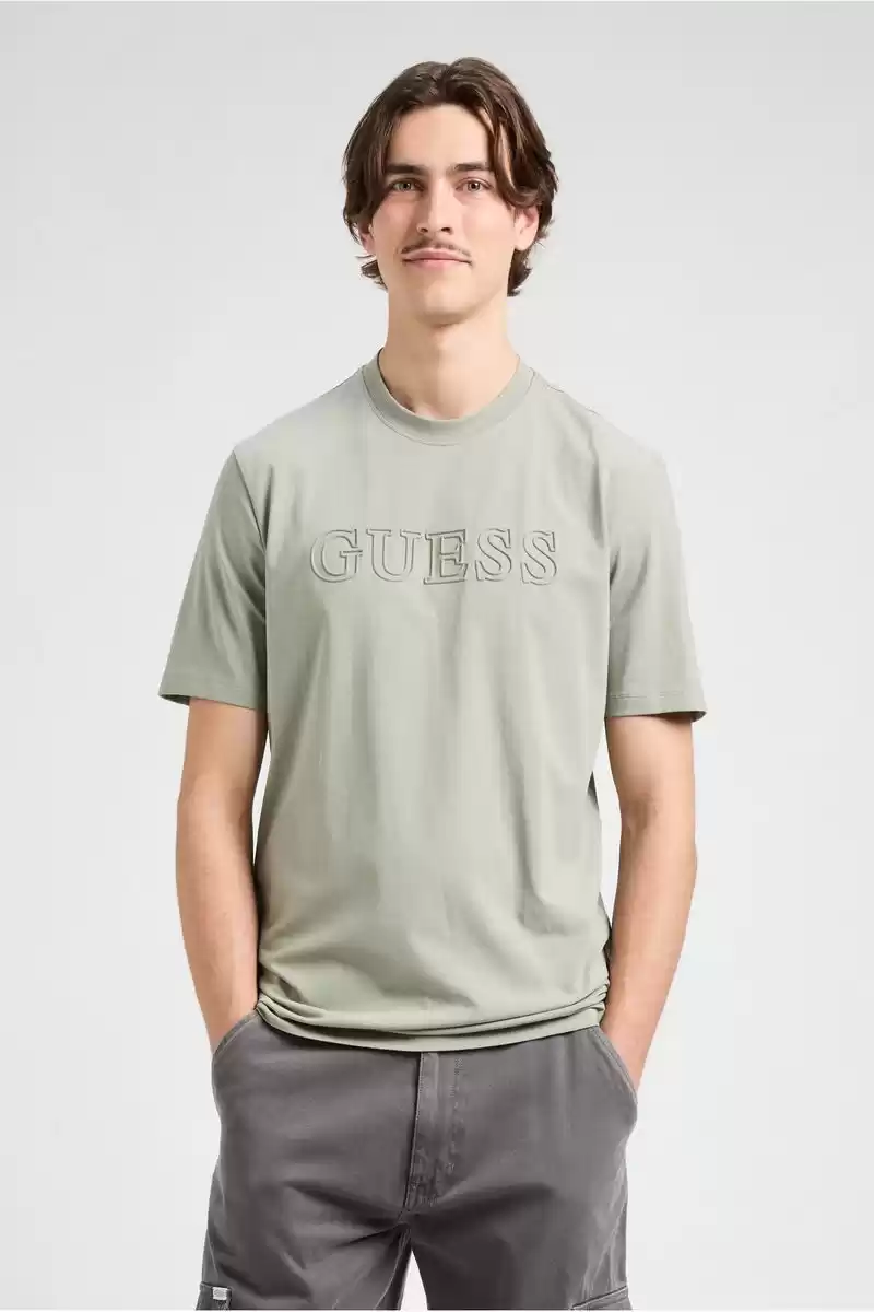 Guess Erkek Alphy Önü Logolu Yeşil T-Shirt