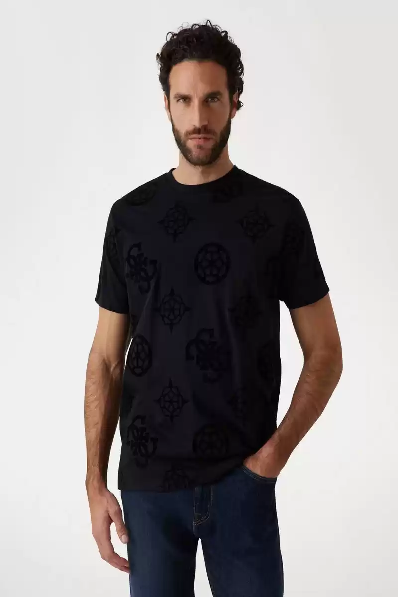 Guess Erkek Siyah Desenli T-Shirt
