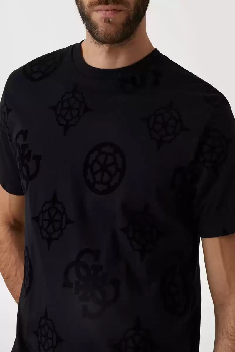Guess Erkek Siyah Desenli T-Shirt