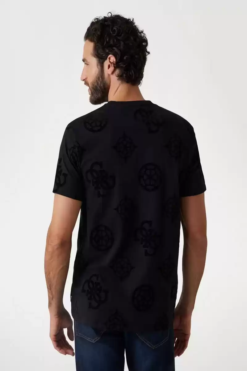 Guess Erkek Siyah Desenli T-Shirt