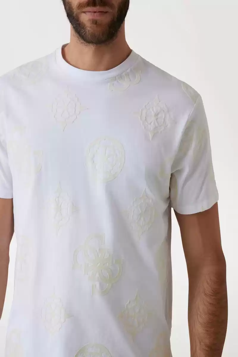 Guess Erkek Beyaz Desenli T-Shirt