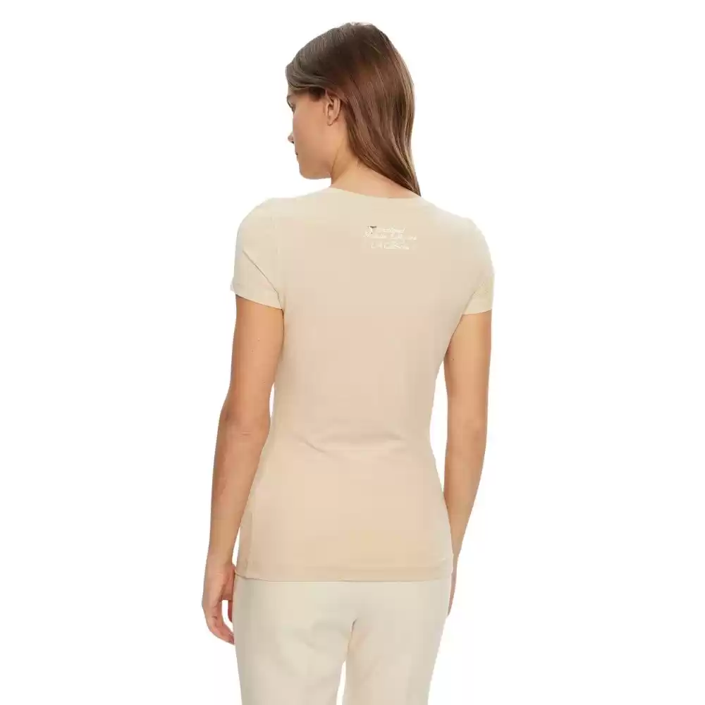 Guess Kadın Kahverengi Çita Desenli Üçgen Logolu T-Shirt
