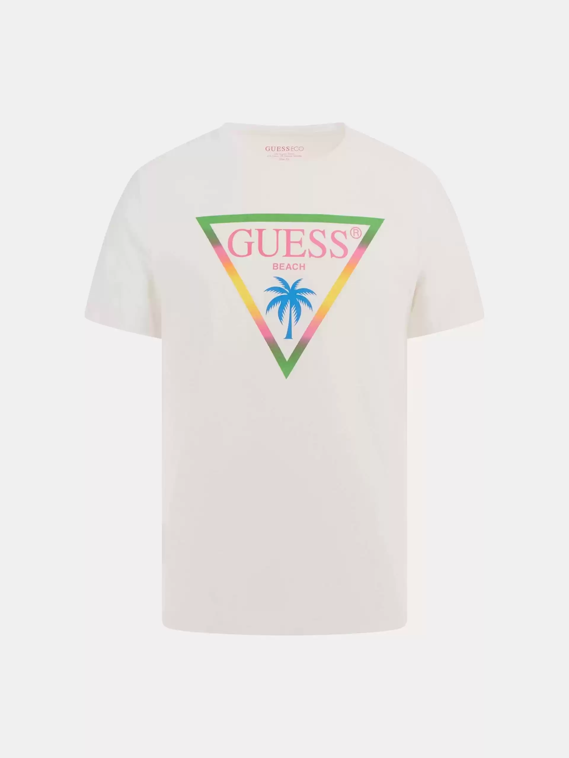 Guess Erkek Beyaz Üçgen Logolu Tişört