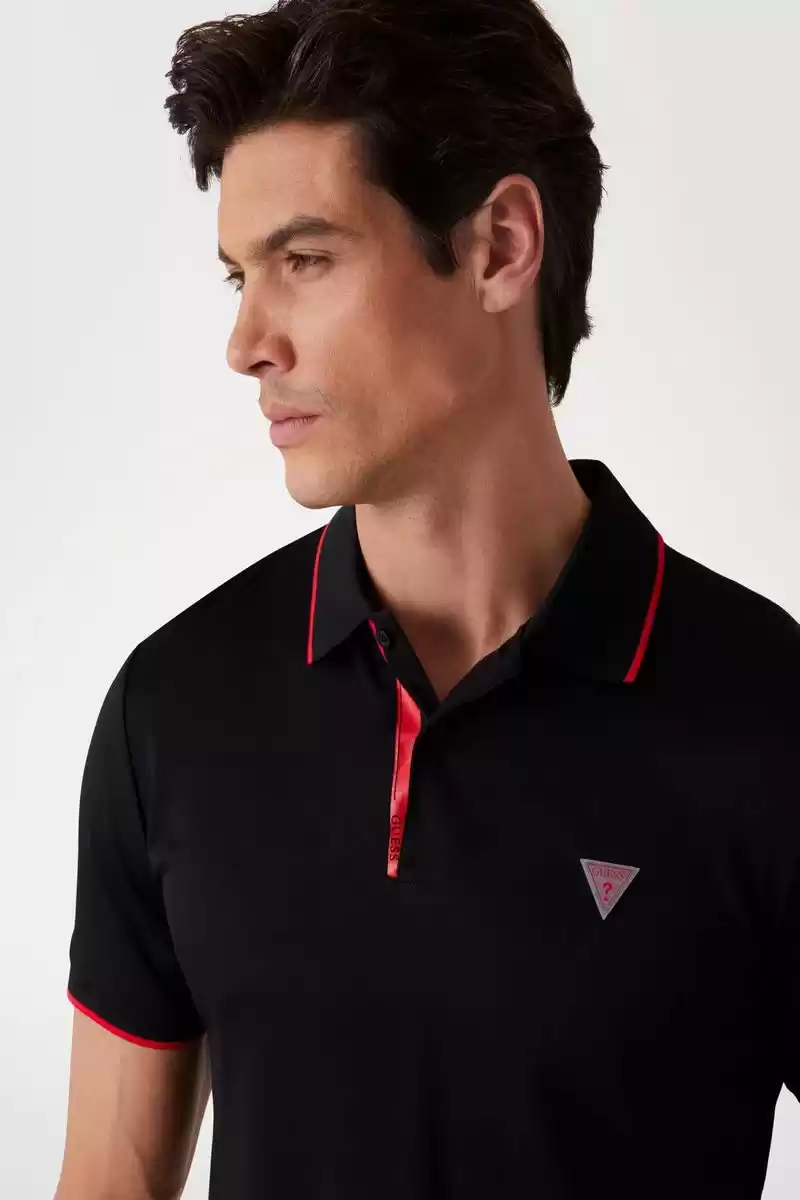 Guess Erkek Siyah Polo Yaka T-Shirt