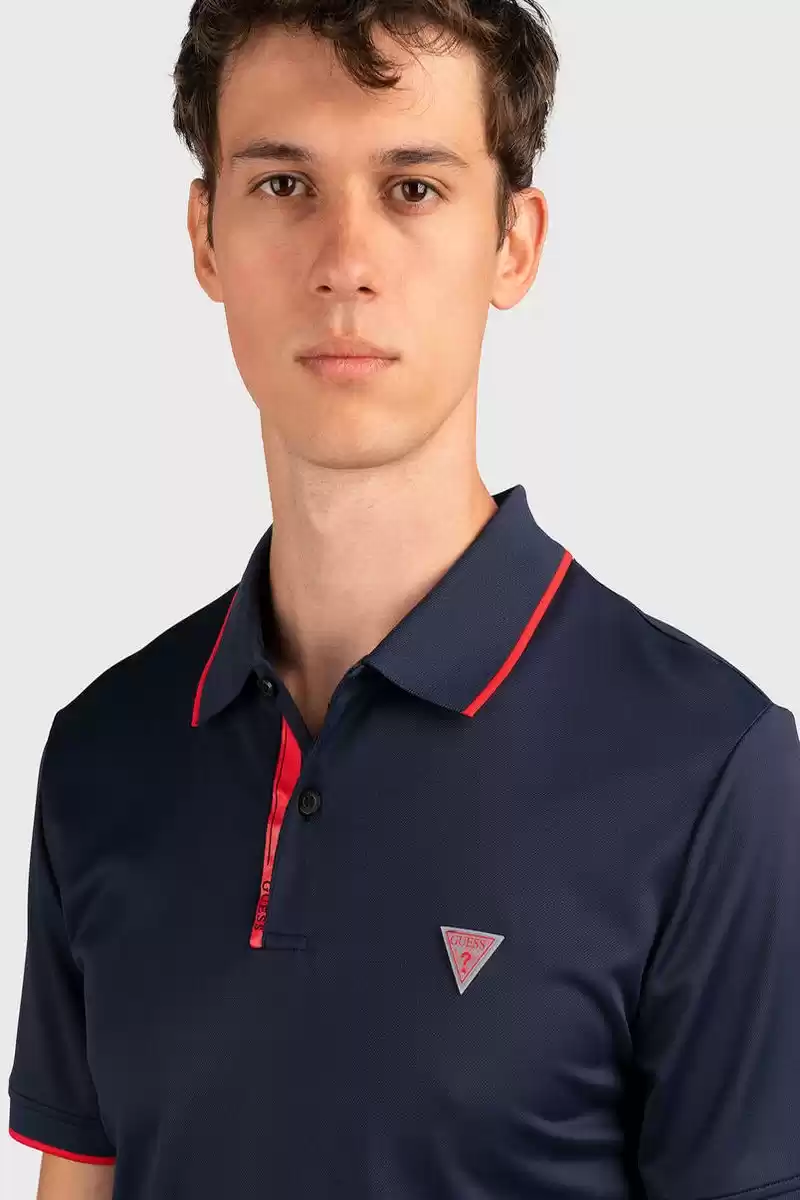 Guess Erkek Lacivert Polo Yaka T-Shirt