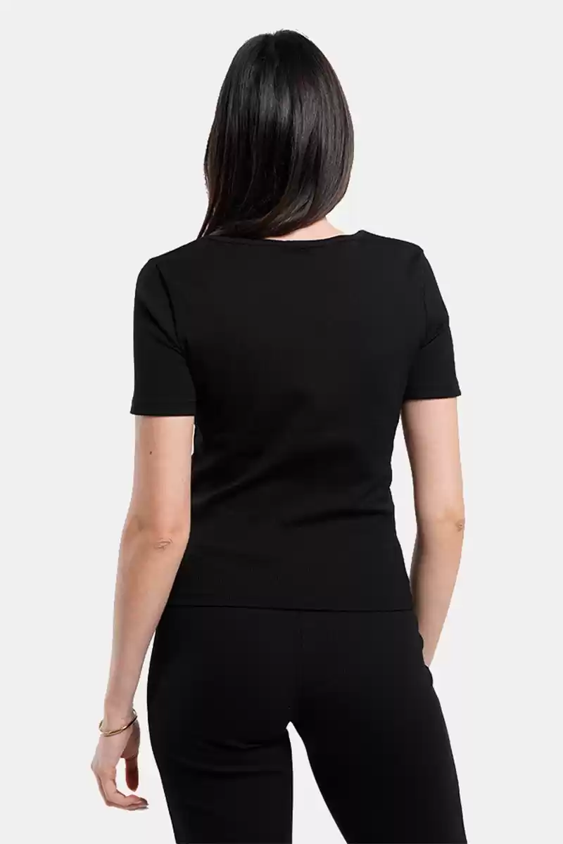 Guess Kadın Siyah Logolu T-Shirt