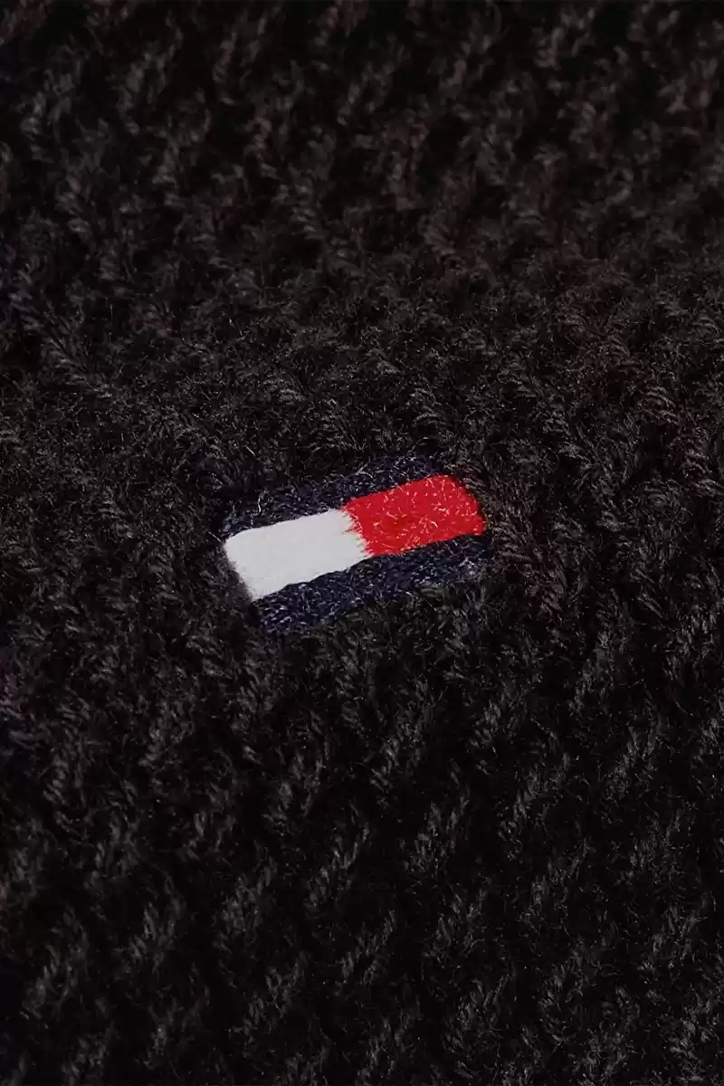 Tommy Hilfiger Yarım Balıkçı Yaka Siyah Erkek Kazak