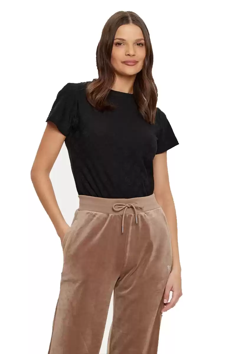 Guess Kadın Taşlı 4G Logolu Siyah T-shirt