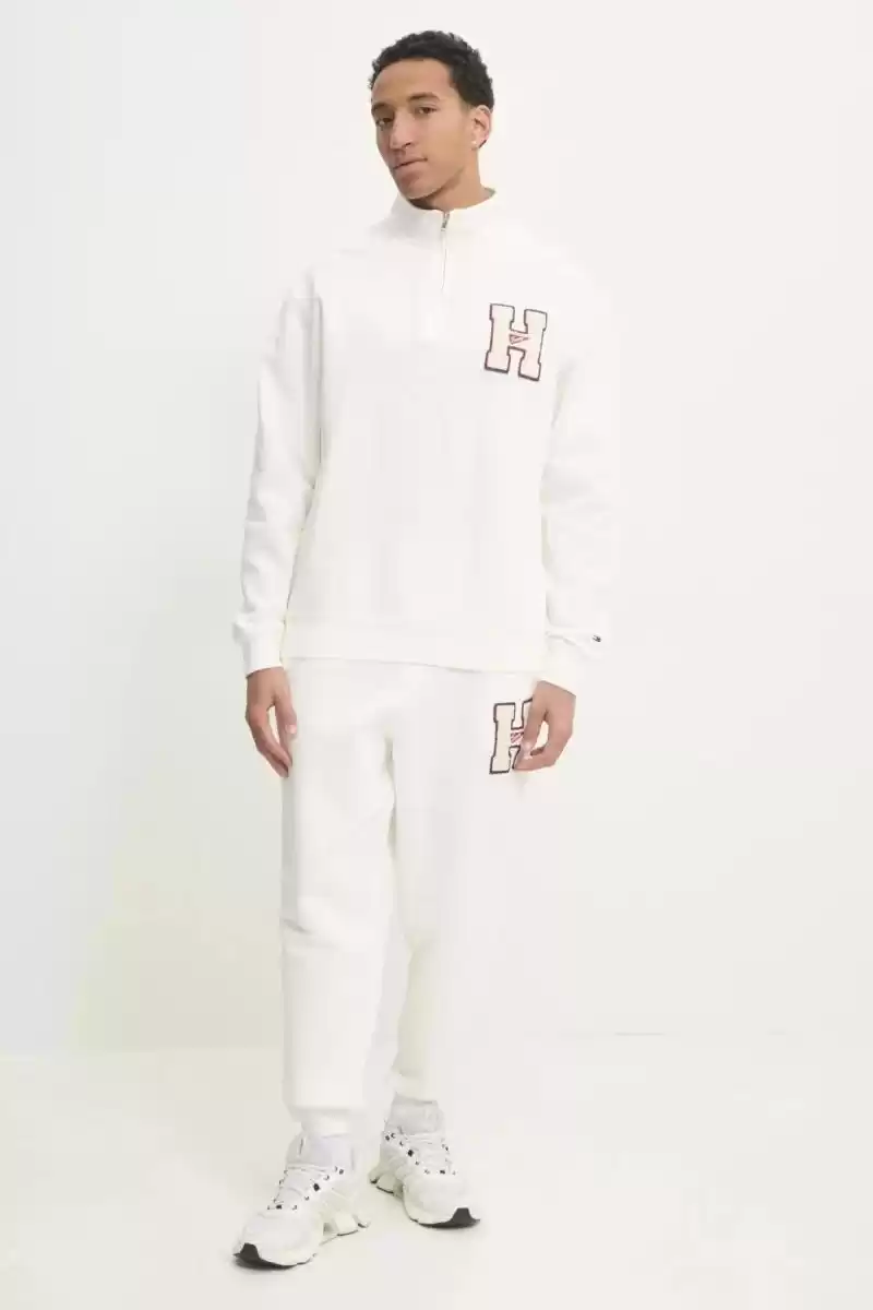 Tommy  Jeans  Erkek Beyaz Fermuarlı Sweatshirt