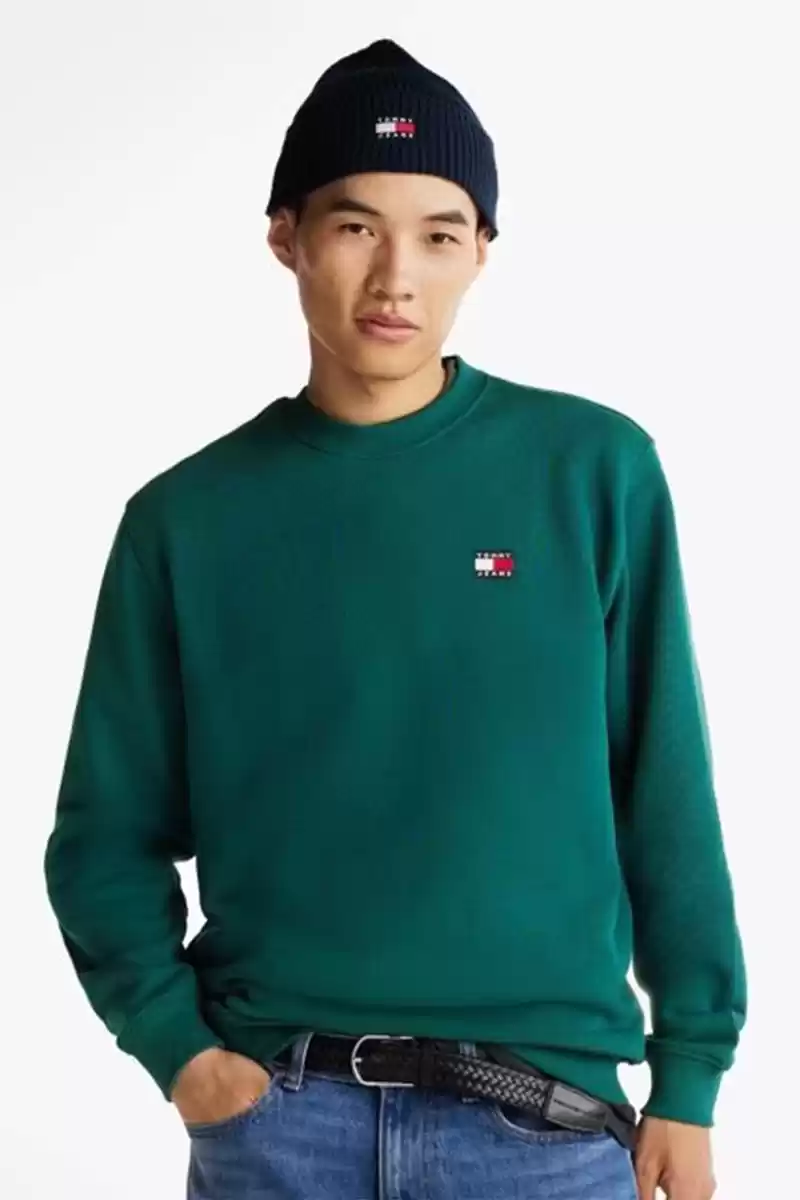 Tommy Jeans Erkek Yeşil  Kazak