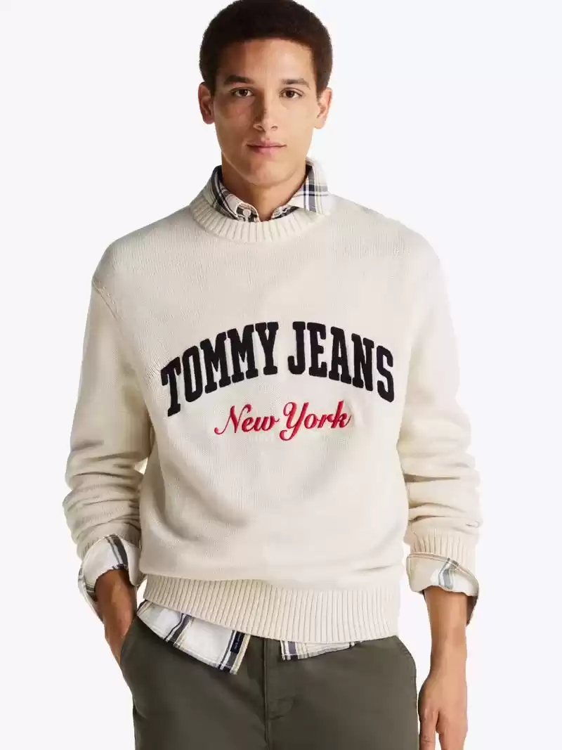Tommy Jeans  Erkek  Bisiklet Yaka Triko Kazak
