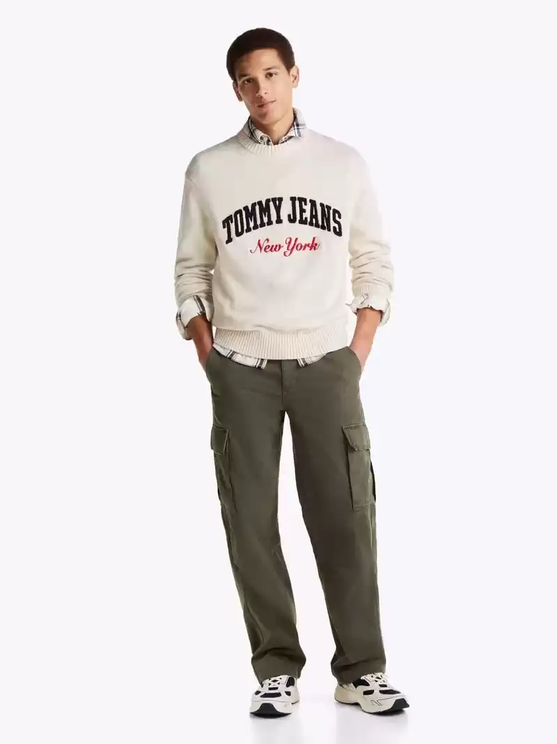 Tommy Jeans  Erkek  Bisiklet Yaka Triko Kazak