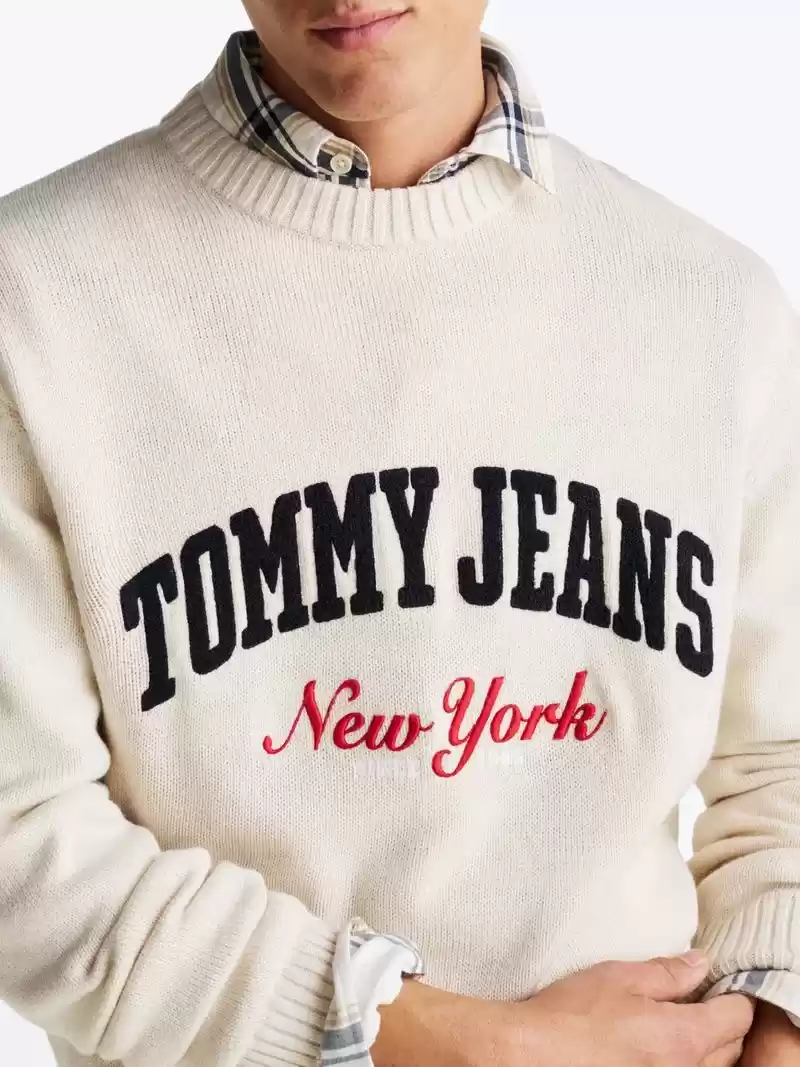 Tommy Jeans  Erkek  Bisiklet Yaka Triko Kazak