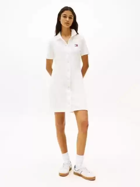Tommy Hilfiger Kadın  Beyaz Pique Polo Elbise