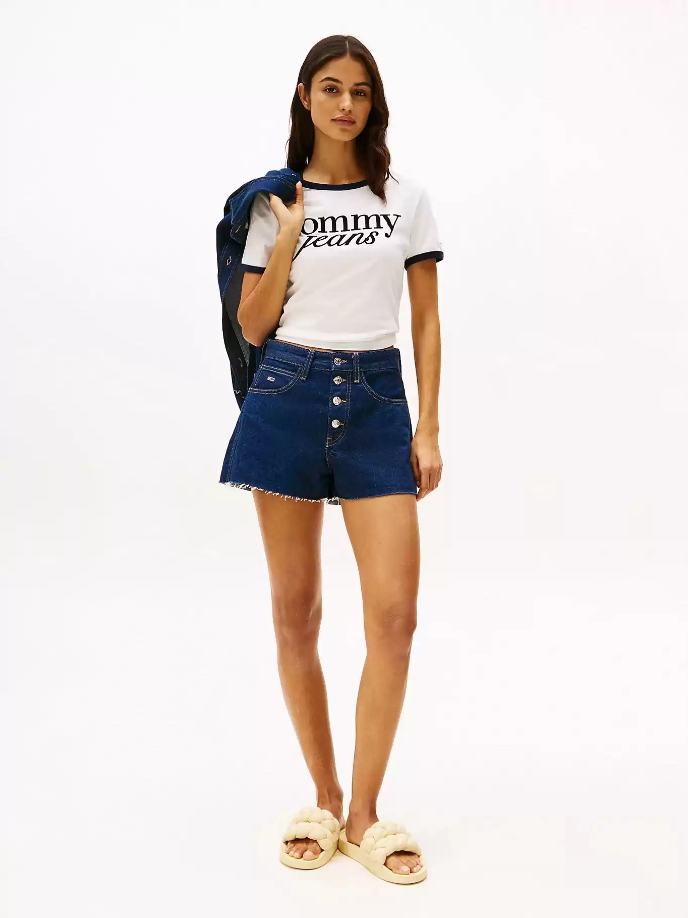 Tommy Jeans Kadın Pastel Sarı Örgü Bantlı Terlik
