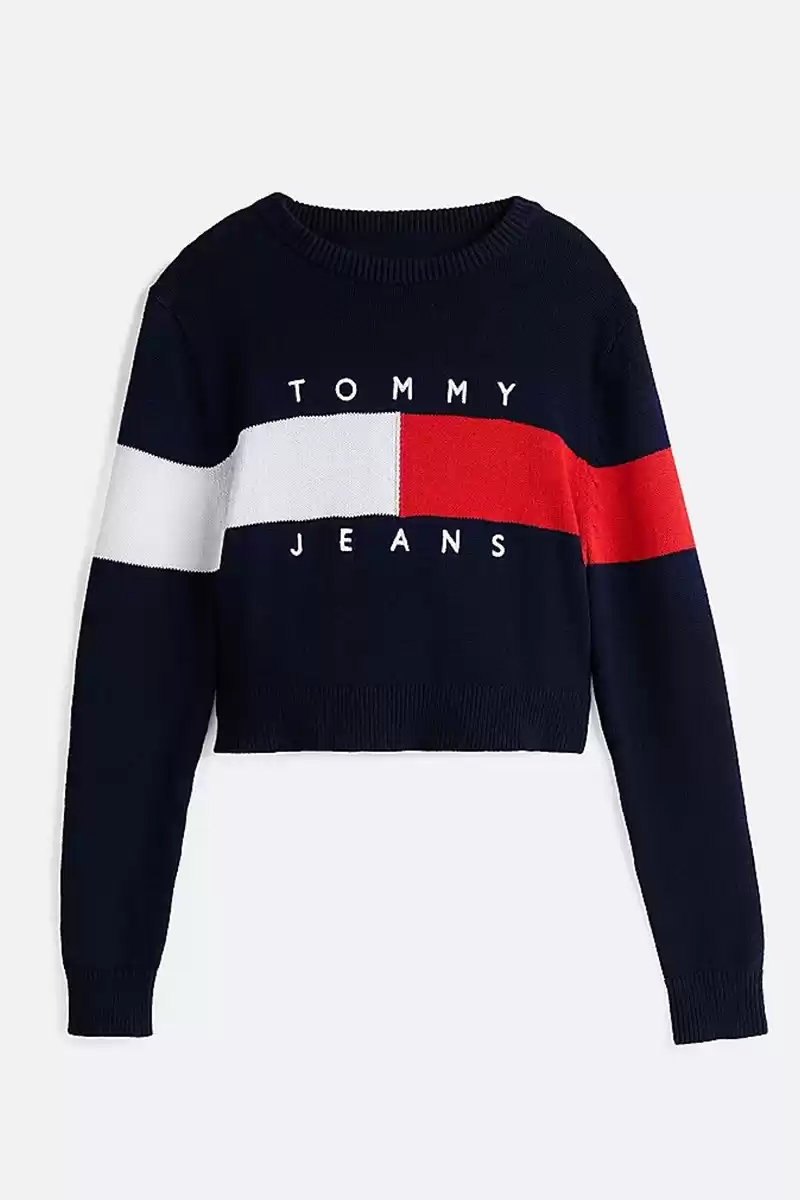 Tommy Hilfiger Erkek Renk Bloklu Lacivert Bayrak Kazak