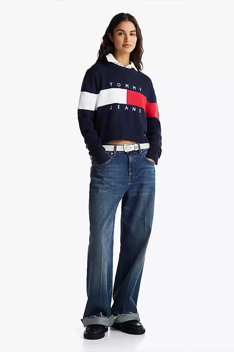 Tommy Hilfiger Erkek Renk Bloklu Lacivert Bayrak Kazak