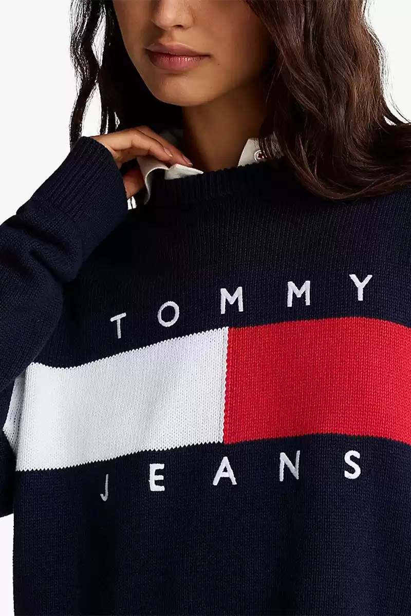Tommy Hilfiger Erkek Renk Bloklu Lacivert Bayrak Kazak