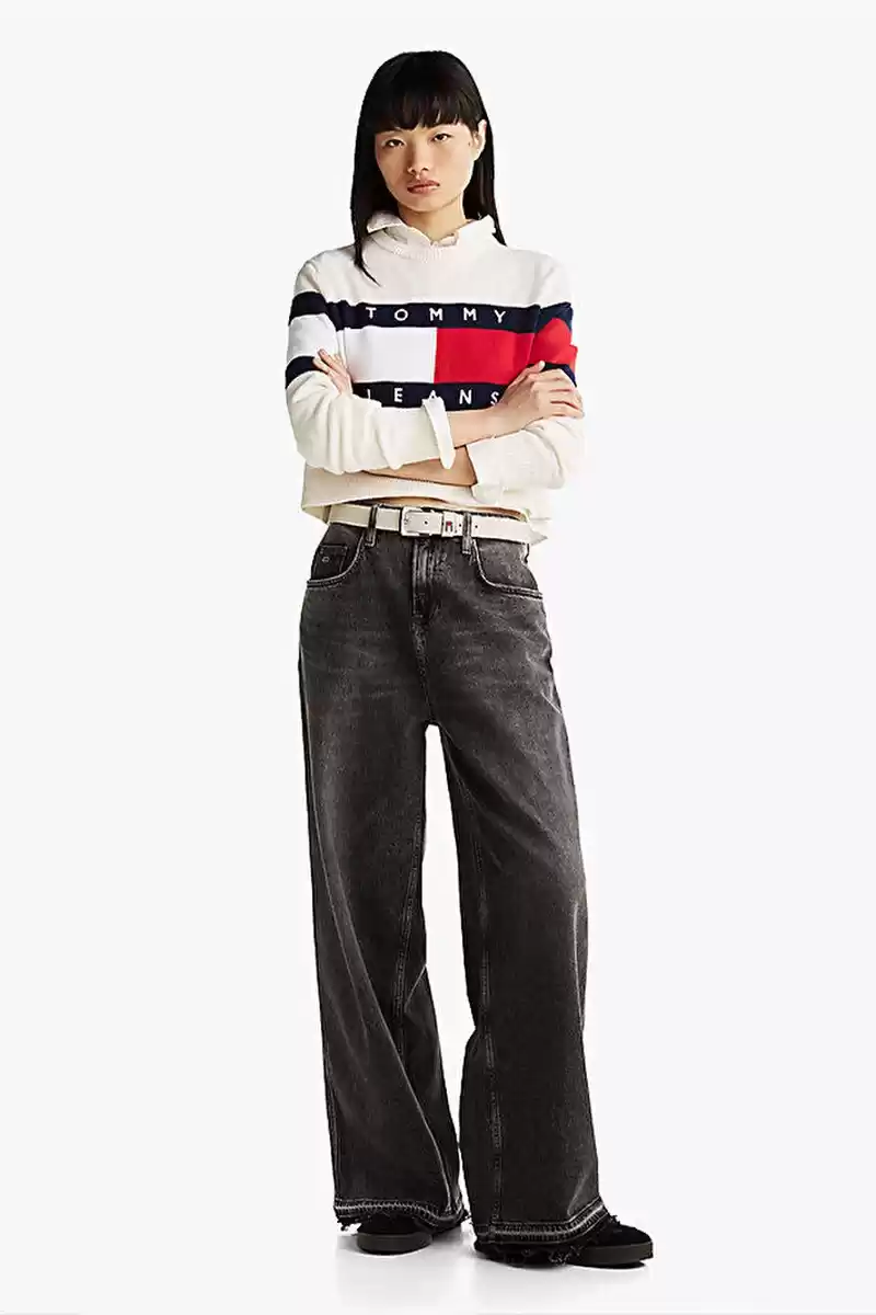 Tommy Hilfiger Kadın Renk Bloklu Bej Bayrak Kazak