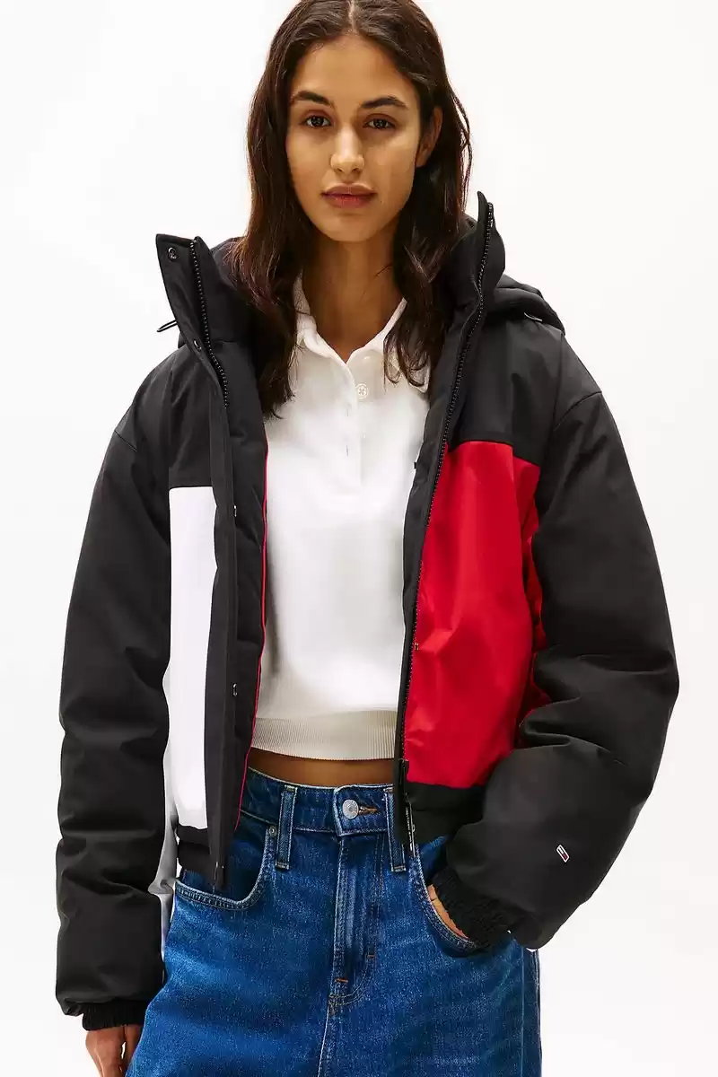Tommy  Hilfiger Kadın Arka Logo Renk Bloklu Şişme Mont