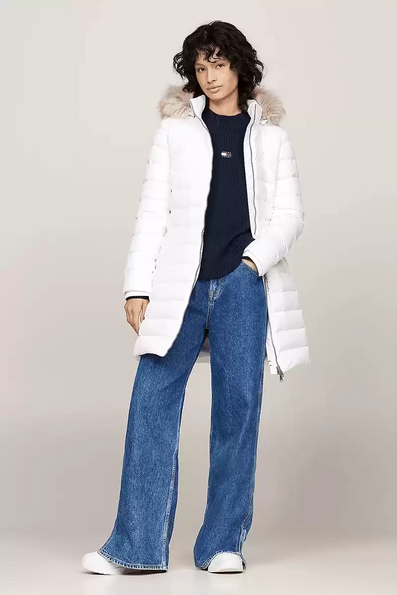 Tommy Jeans Kadın   Kürk Kapüşonlu Mont