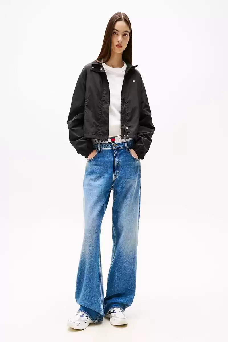 Tommy Hilfiger Logo Yaka Su İtici Siyah Ceket