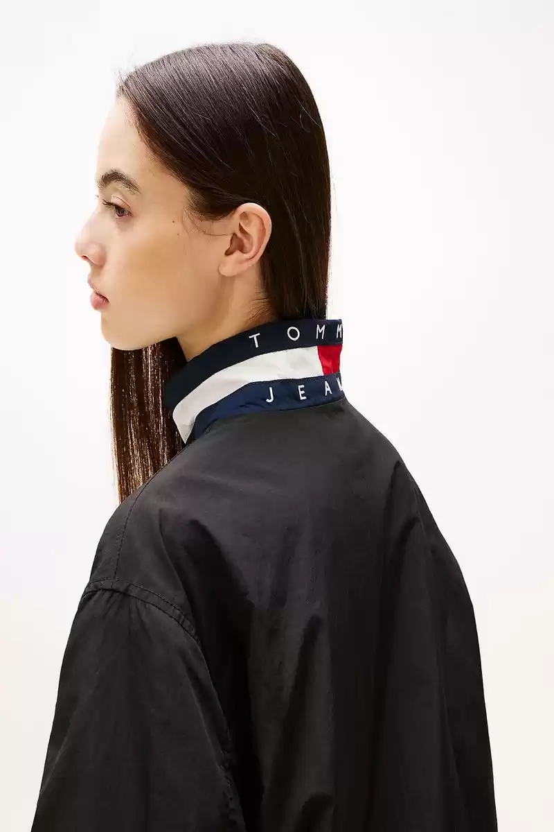 Tommy Hilfiger Logo Yaka Su İtici Siyah Ceket