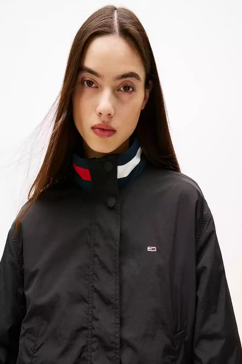 Tommy Hilfiger Logo Yaka Su İtici Siyah Ceket