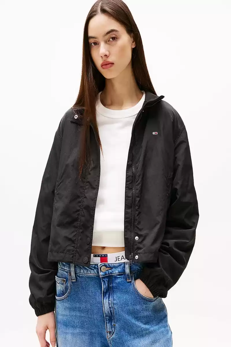 Tommy Hilfiger Logo Yaka Su İtici Siyah Ceket