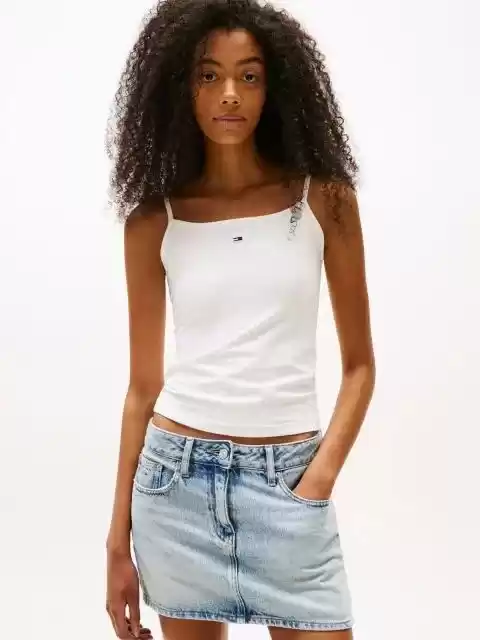 Tommy Jeans Kadın  Bisiklet Yaka Beyaz  T-Shirt