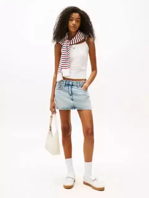 Tommy Jeans Kadın  Bisiklet Yaka Beyaz  T-Shirt