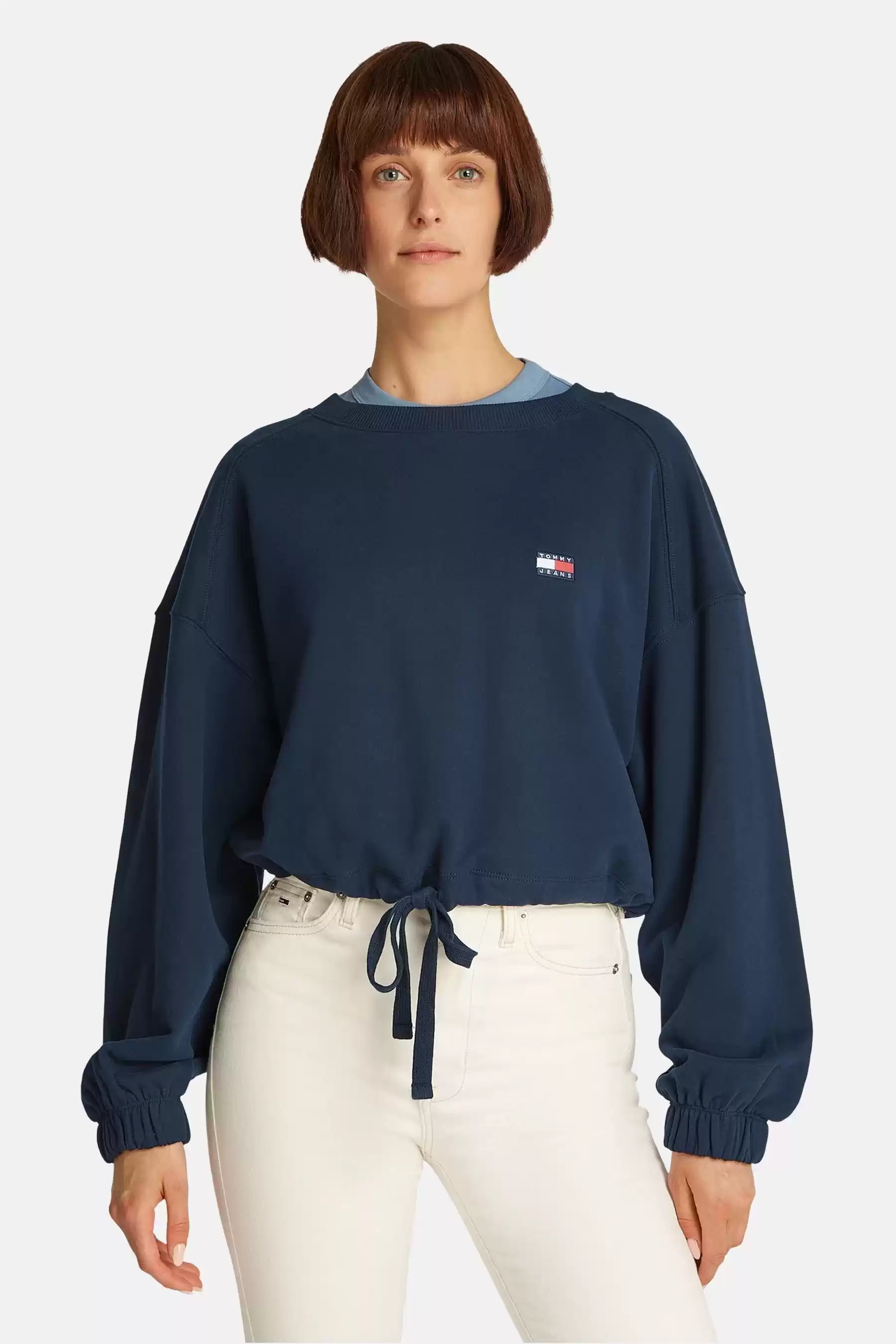 Tommy Jeans Kadın Lacivert Bağcık Detaylı Logolu Sweatshirt
