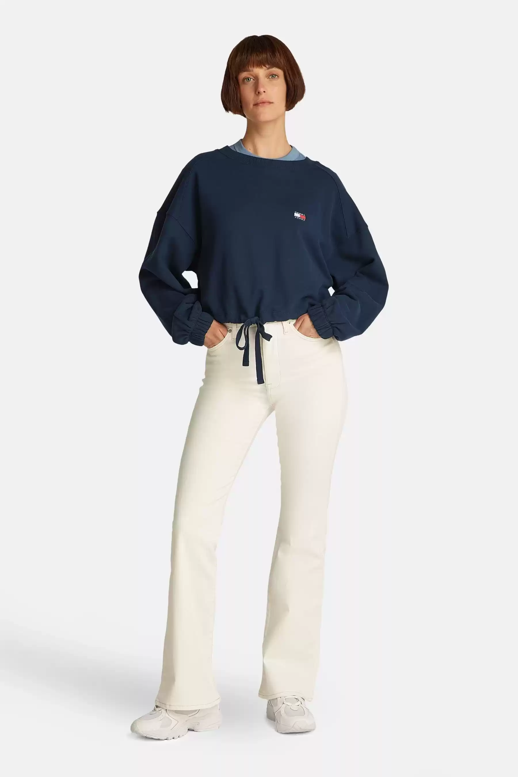 Tommy Jeans Kadın Lacivert Bağcık Detaylı Logolu Sweatshirt
