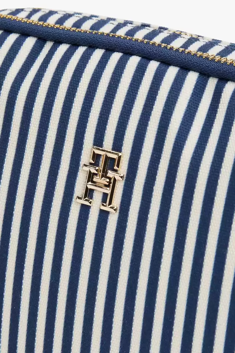 Tommy Hilfiger Kadın Çizgili Çapraz Askılı Mavi Kamera Çanta