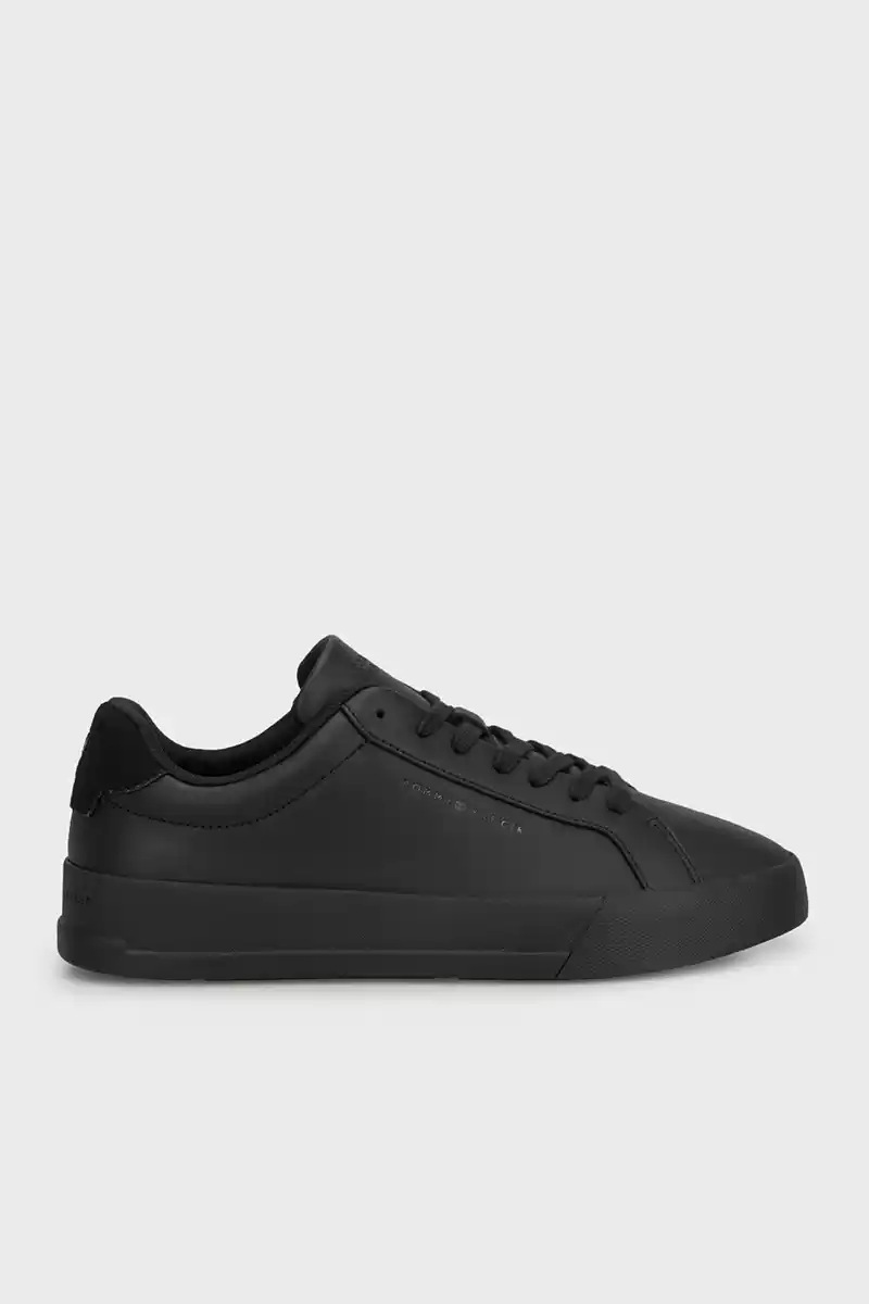 Tommy Hilfiger Erkek Siyah Deri Sneaker