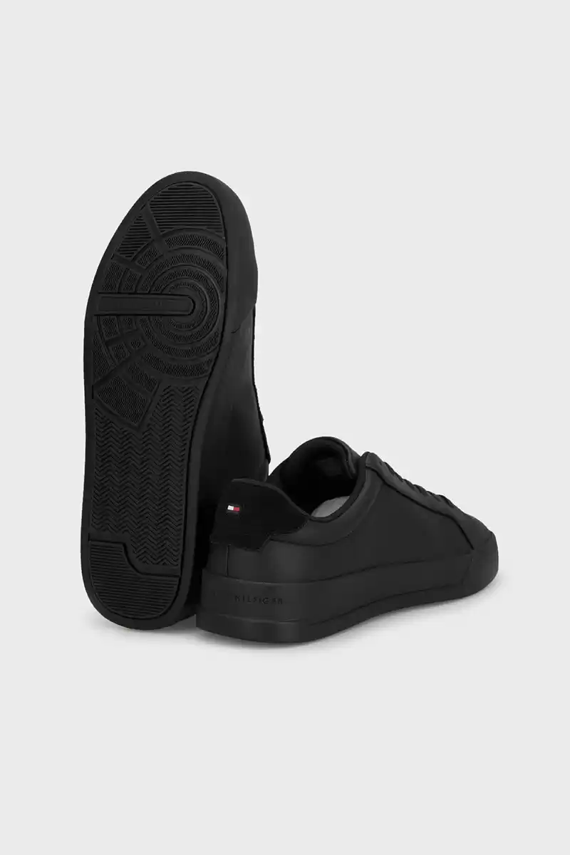 Tommy Hilfiger Erkek Siyah Deri Sneaker