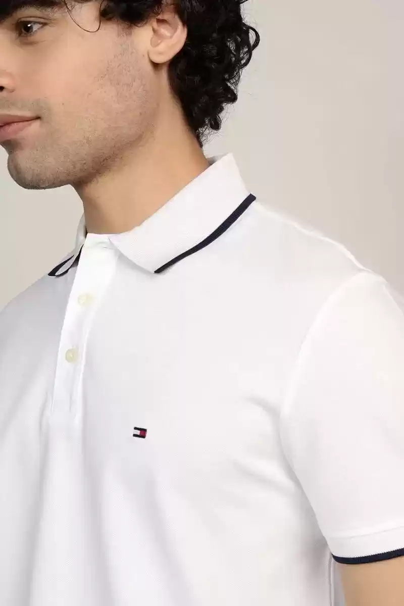 Tommy Hilfiger Erkek Beyaz Polo Yaka T-Shirt