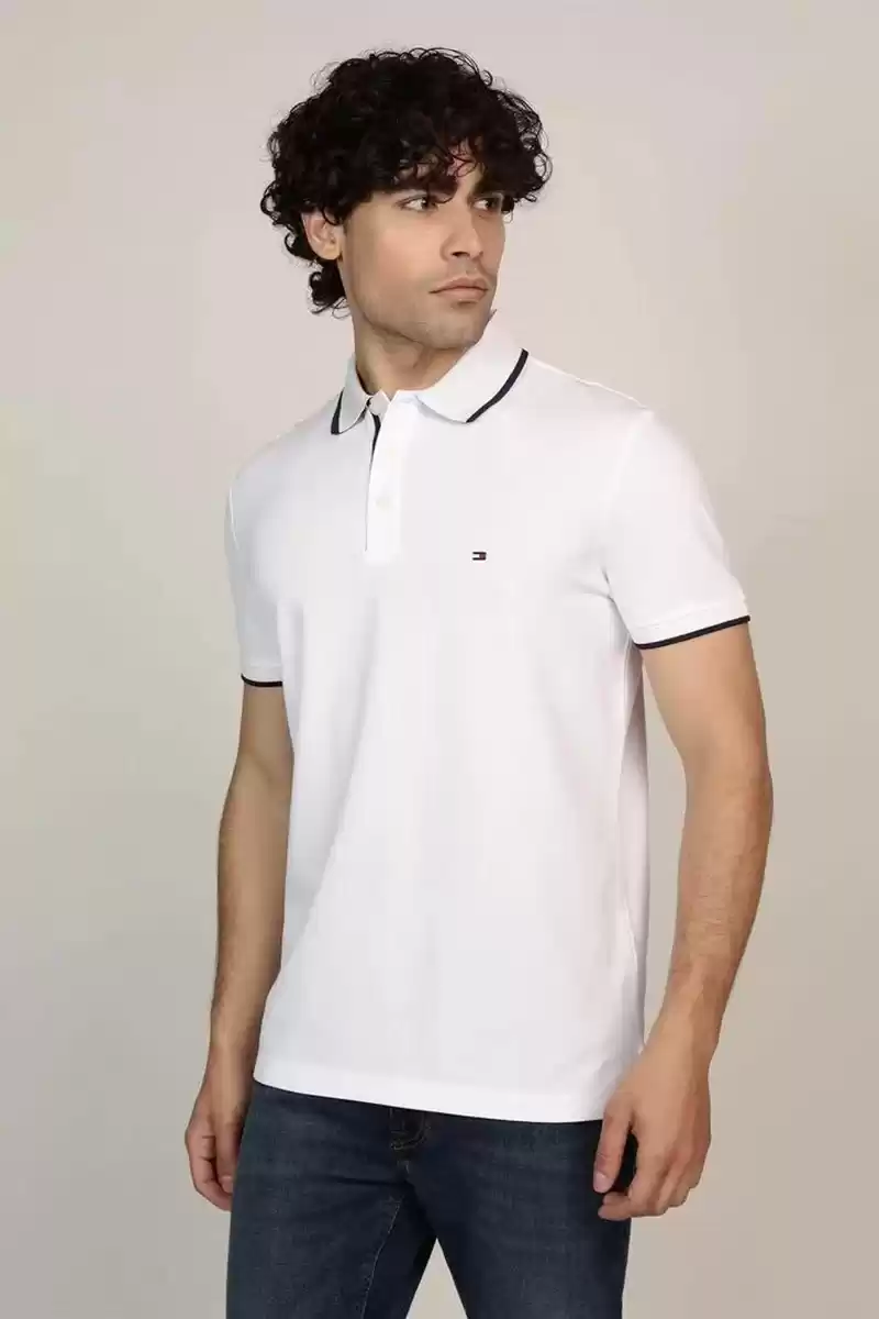 Tommy Hilfiger Erkek Beyaz Polo Yaka T-Shirt
