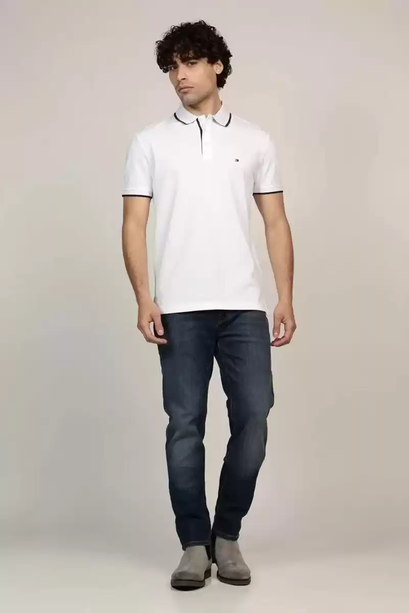 Tommy Hilfiger Erkek Beyaz Polo Yaka T-Shirt