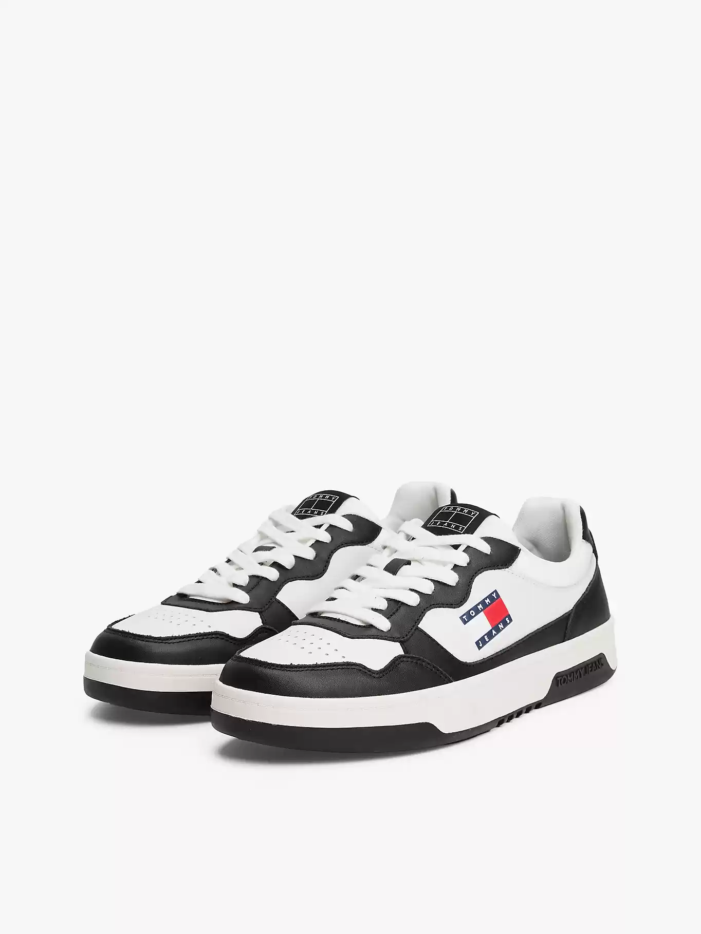 Tommy Hilfiger Erkek Deri Siyah Beyaz Sneaker