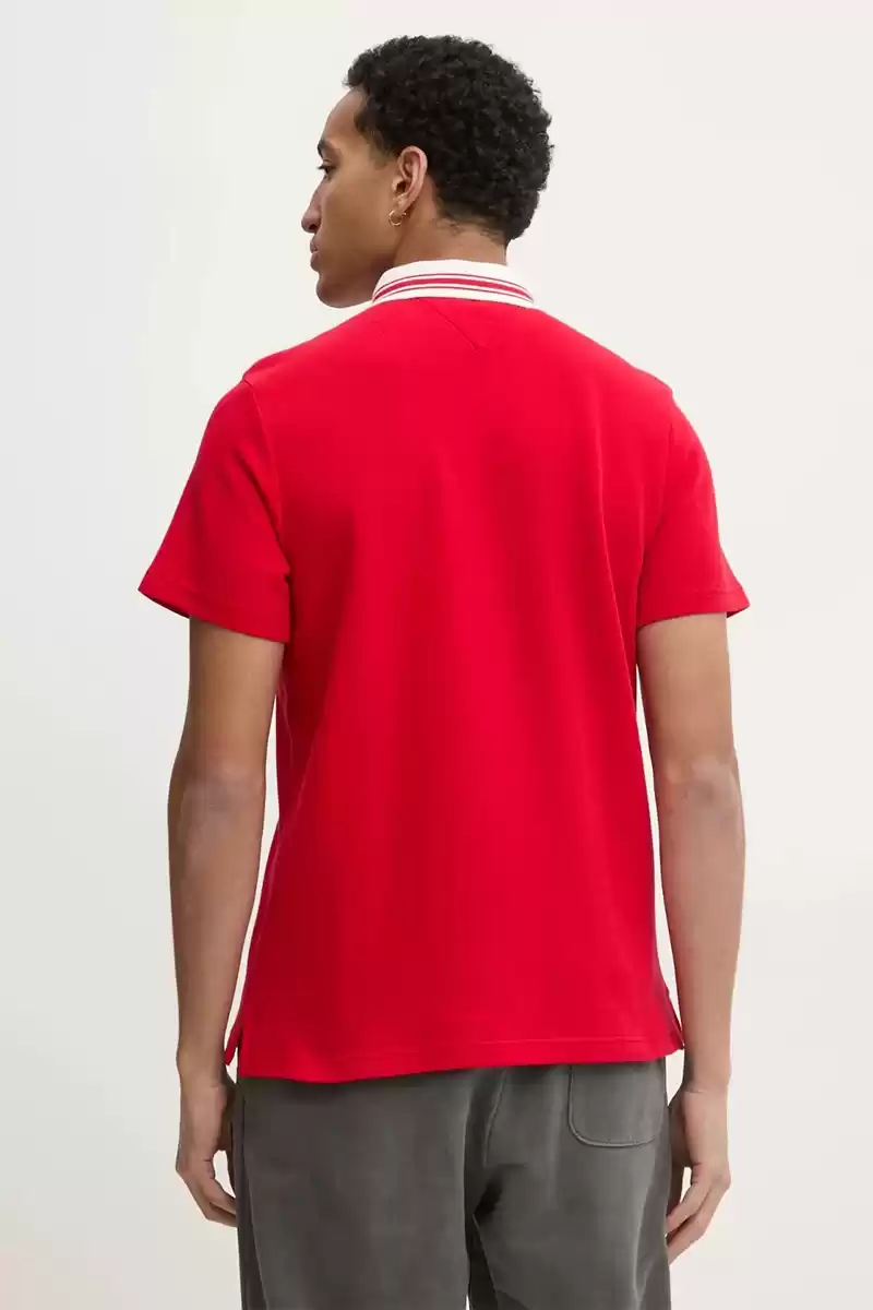 Tommy Hilfiger Erkek Kırmızı Regular Fit Polo Yaka T-Shirt