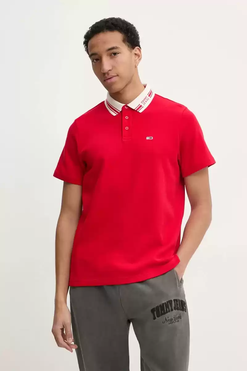 Tommy Hilfiger Erkek Kırmızı Regular Fit Polo Yaka T-Shirt