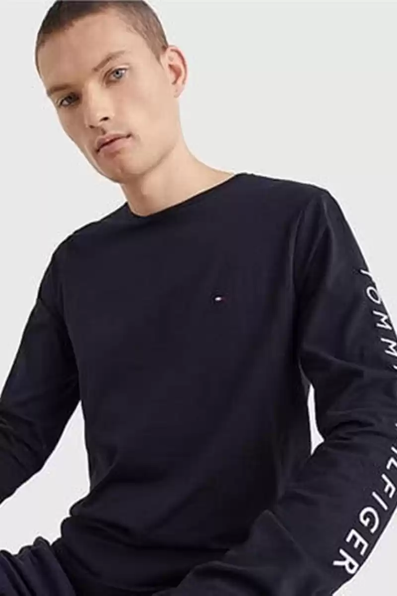 Tommy Hilfiger Erkek Lacivert Yuvarlak Yaka T-Shirt