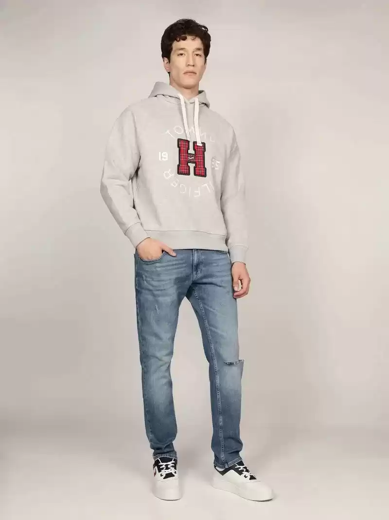 Tommy Hilfiger Erkek Pamuk Gri Sweatshirt
