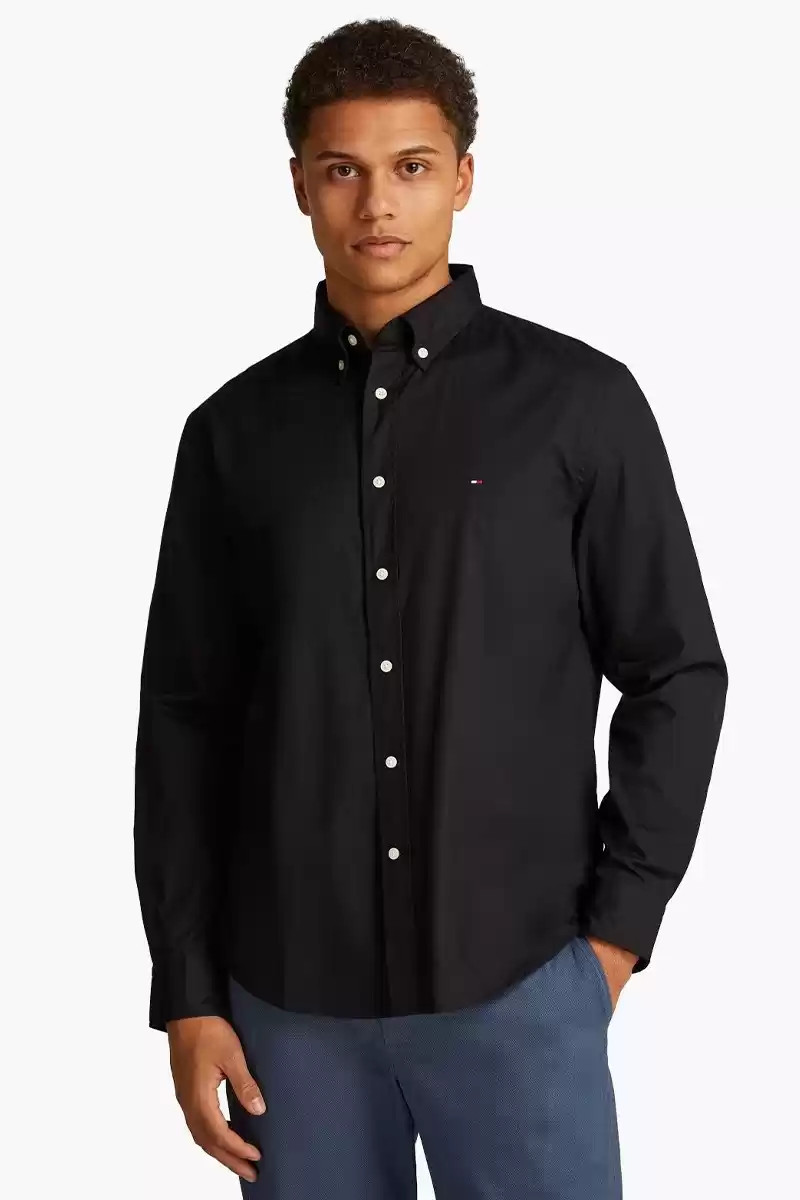 Tommy Hilfiger Erkek Siyah Core Flex Gömlek
